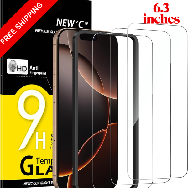 NEW'C 3 Pack Designed for iPhone 17,17 Pro, iPhone 16 Pro Screen Protector 6.3in