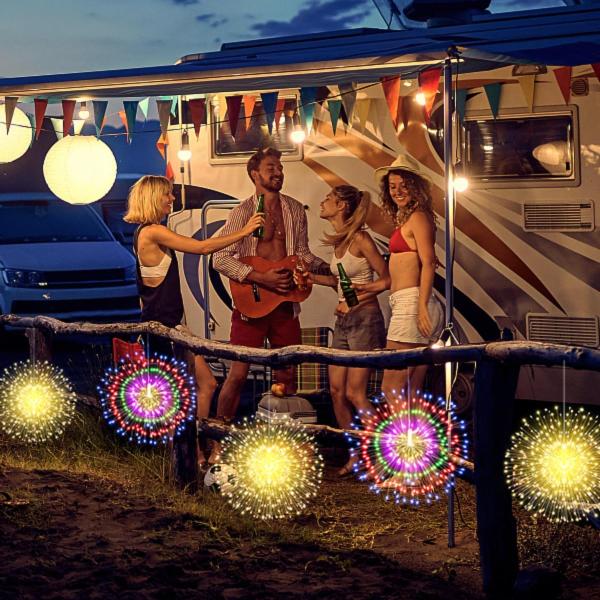Share 180 2 PC LED Firework Fairy String Lights Xmas Hanging Lamp with Remote, 8 Mode