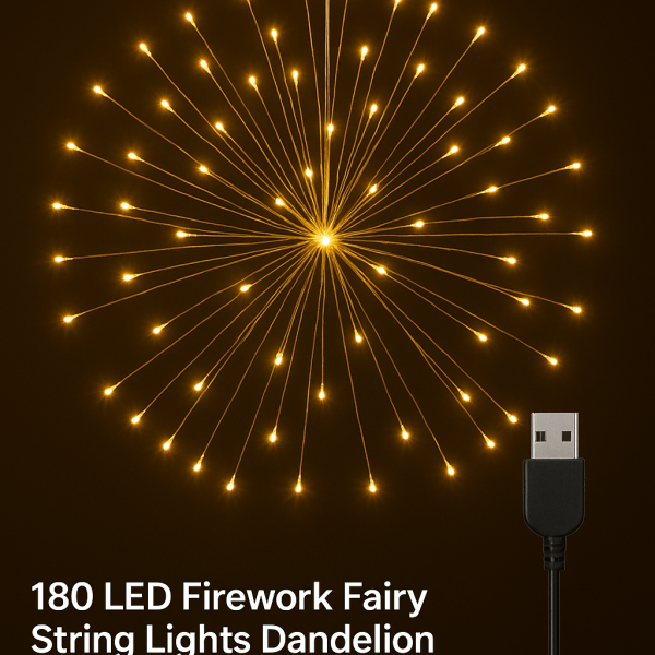Share 180 2 PC LED Firework Fairy String Lights Xmas Hanging Lamp with Remote, 8 Mode