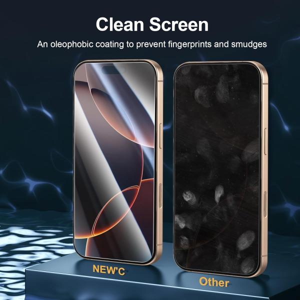 NEW'C 3 Pack Designed for iPhone 17,17 Pro, iPhone 16 Pro Screen Protector 6.3in