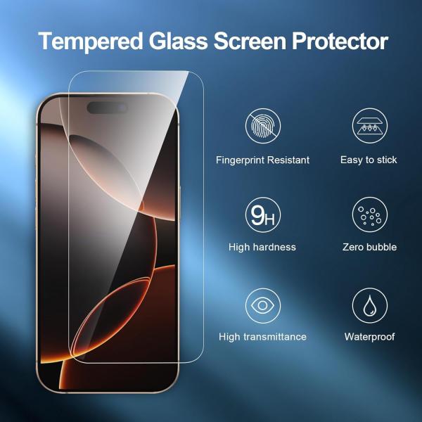NEW'C 3 Pack Designed for iPhone 17,17 Pro, iPhone 16 Pro Screen Protector 6.3in