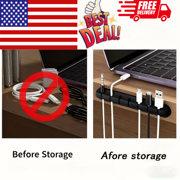 1pc Multi-Slot Self-Adhesive Cable Organizer Clip for Desk, Home, Office & Car |