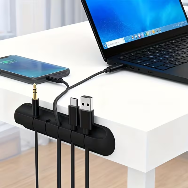 1pc Multi-Slot Self-Adhesive Cable Organizer Clip for Desk, Home, Office & Car |